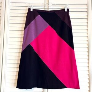 Vintage 90’s Y2K Color Block Pencil Skirt Purple Fuchsia Black Casual Corner
